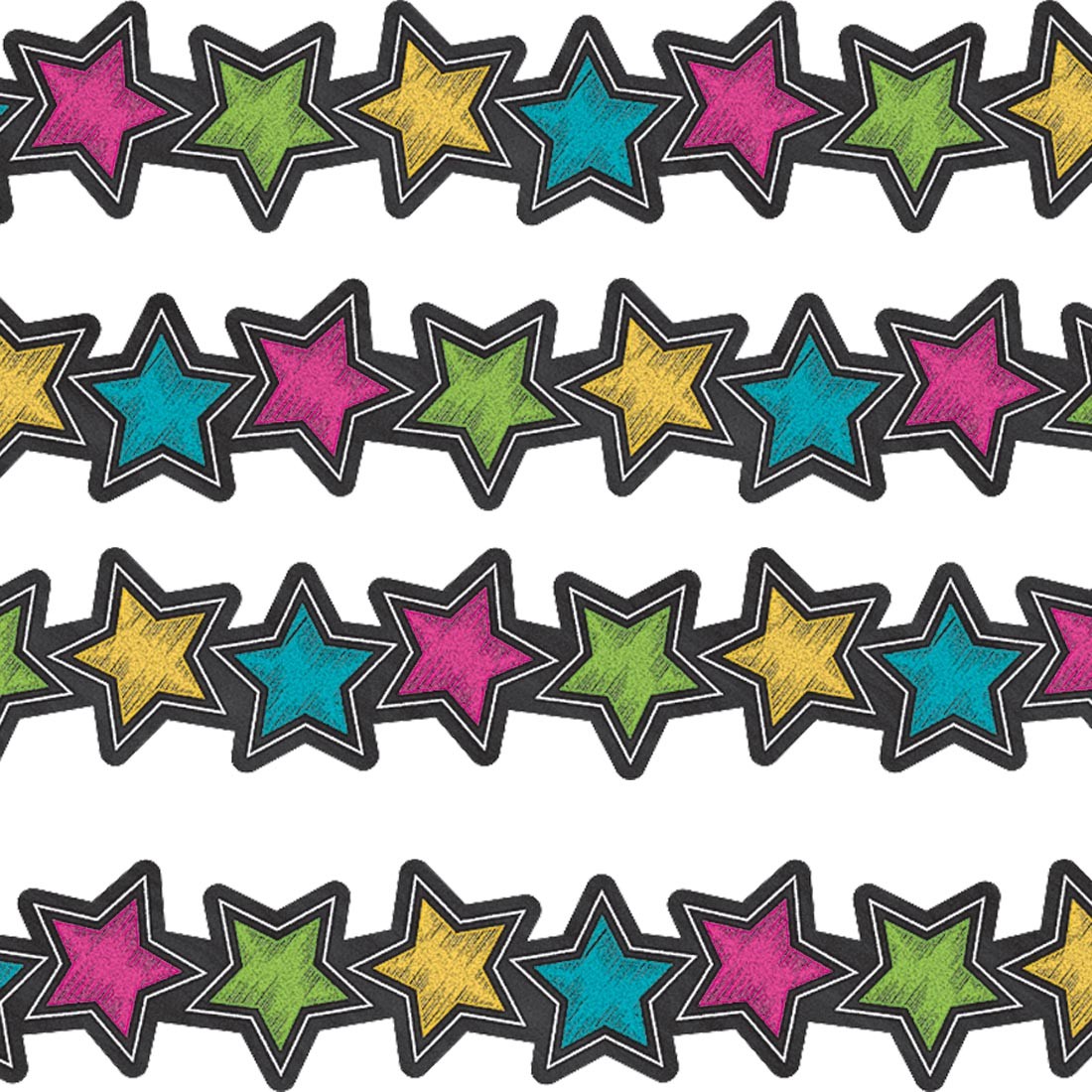 Chalkboard Brights Stars Die-Cut Border Trim by Teacher Created Resources
