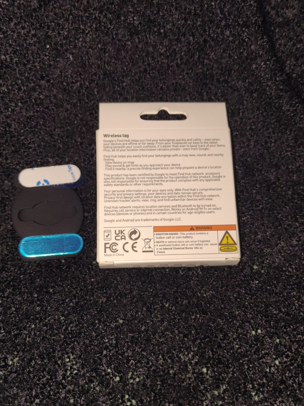 Tagnnitlr Wireless Smart Tag Tracker Black for Android Google Find Hub Network