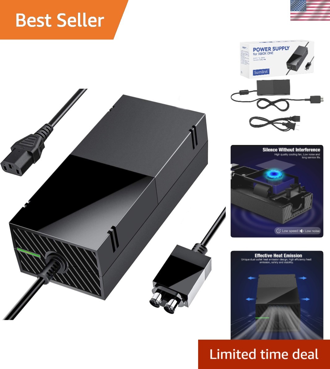 Enhanced Xbox One AC Adapter with Over-Voltage Protection and Lightweight Design