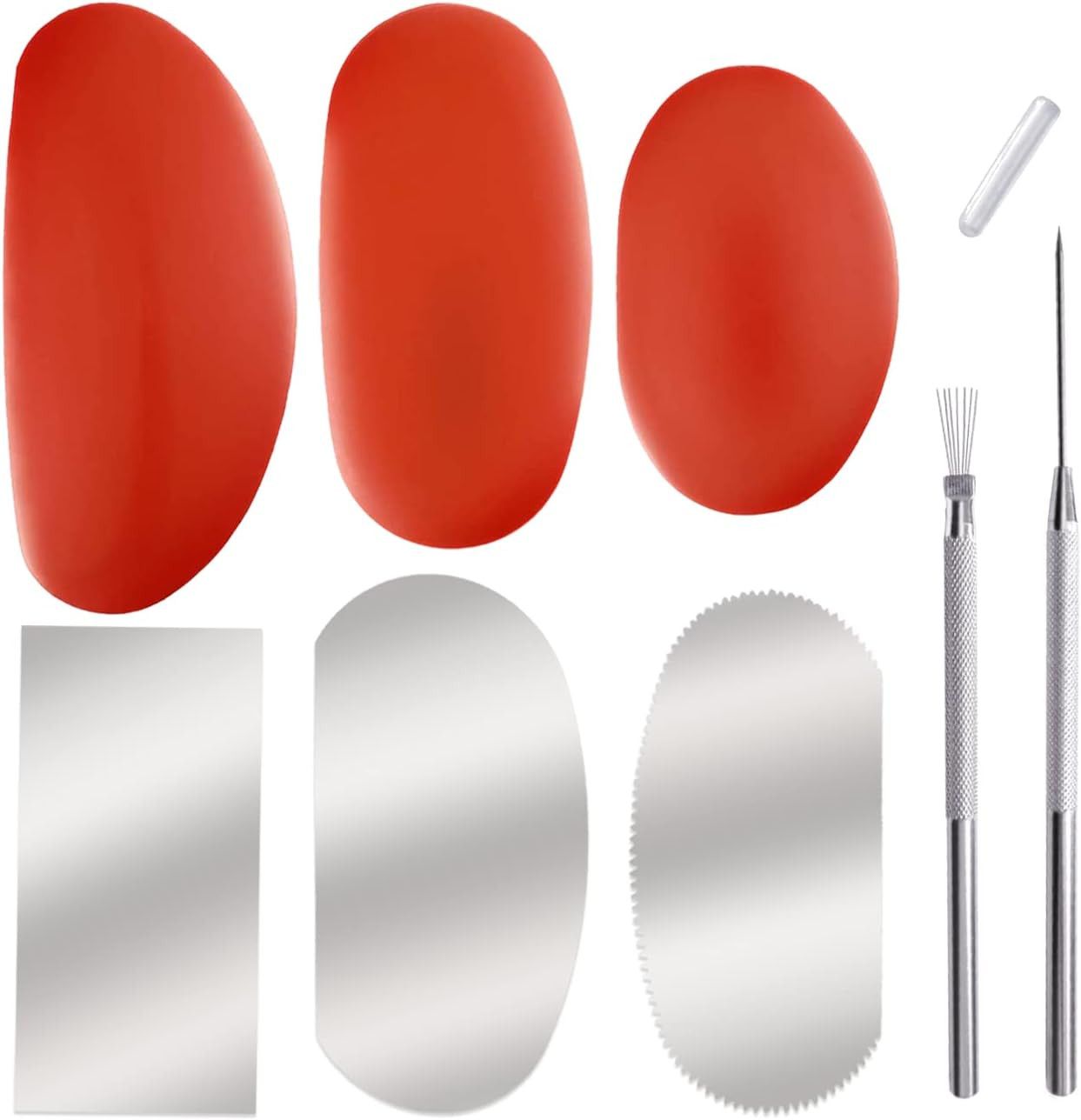 3 Sizes Rubber Pottery Clay Ribs + 3 Pcs Sculpture Pottery Molding Scraper Cutte