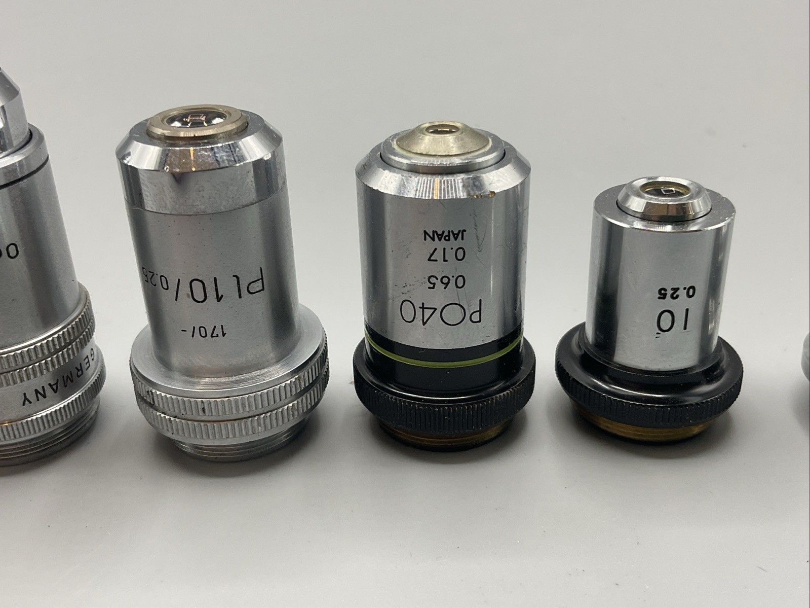 Lot Of 7 Microscope Objectives: Nikon Zeiss Leitz Olympus Beck
