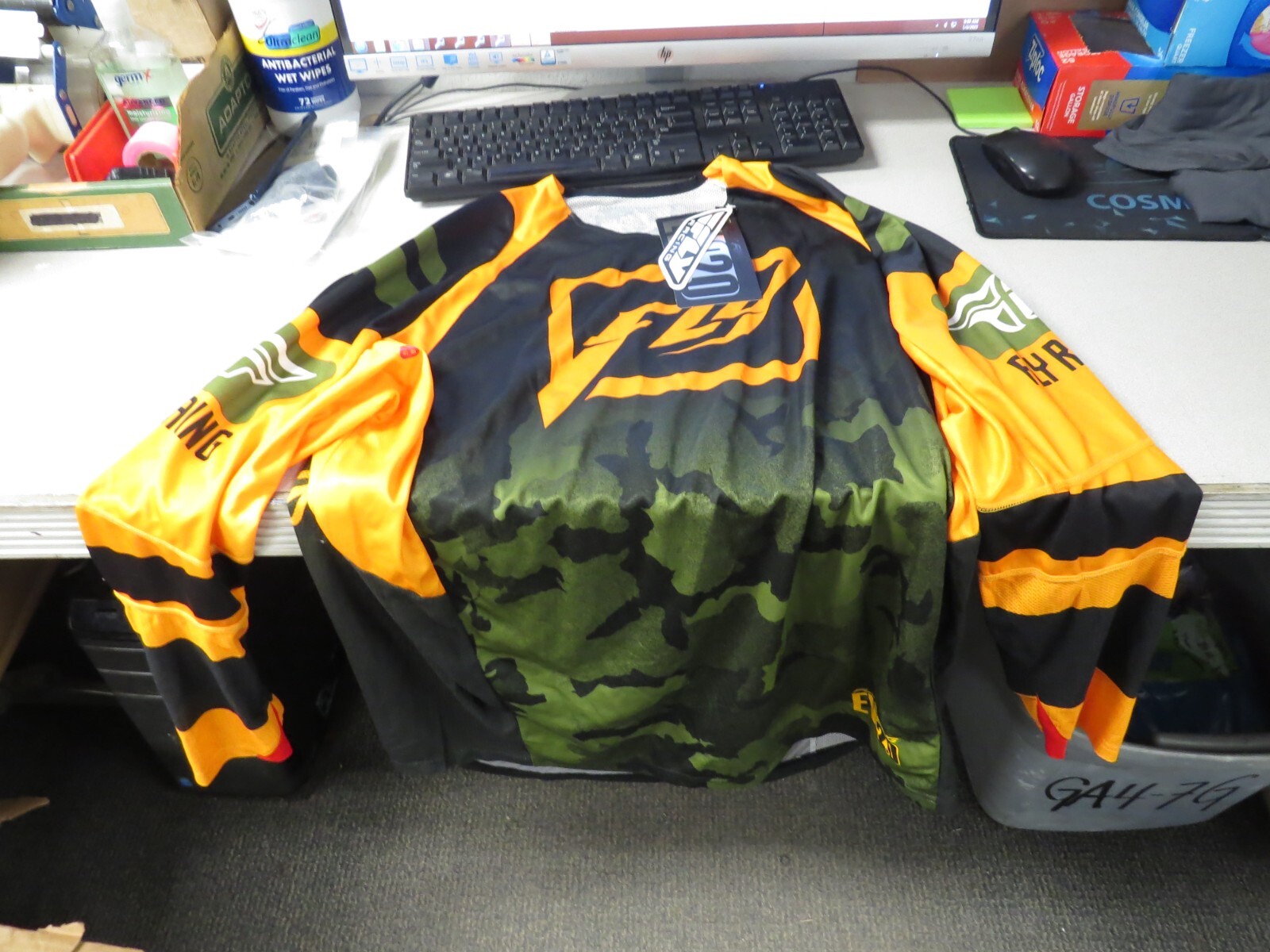 NOS Fly Racing Black & Orange Evo 2.0 MX Motocross Jersey Adult XL 369-127X
