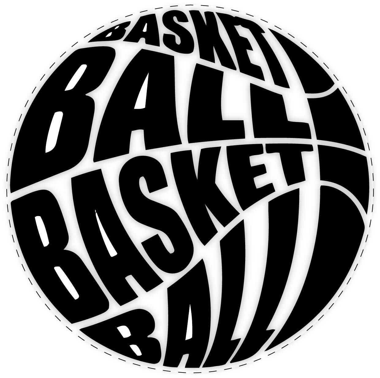 Basketball Black on White Sticker Decal Laptop Wall Car Truck Mug Laptop