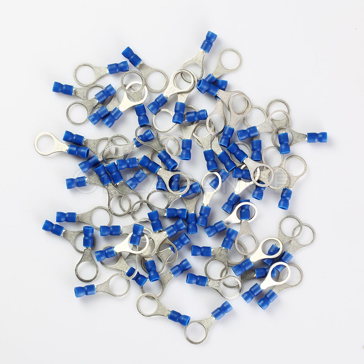 Wire Ring Terminals Vinyl Blue 16-14 Gauge 3/8” Car Audio Connectors 100 Pcs