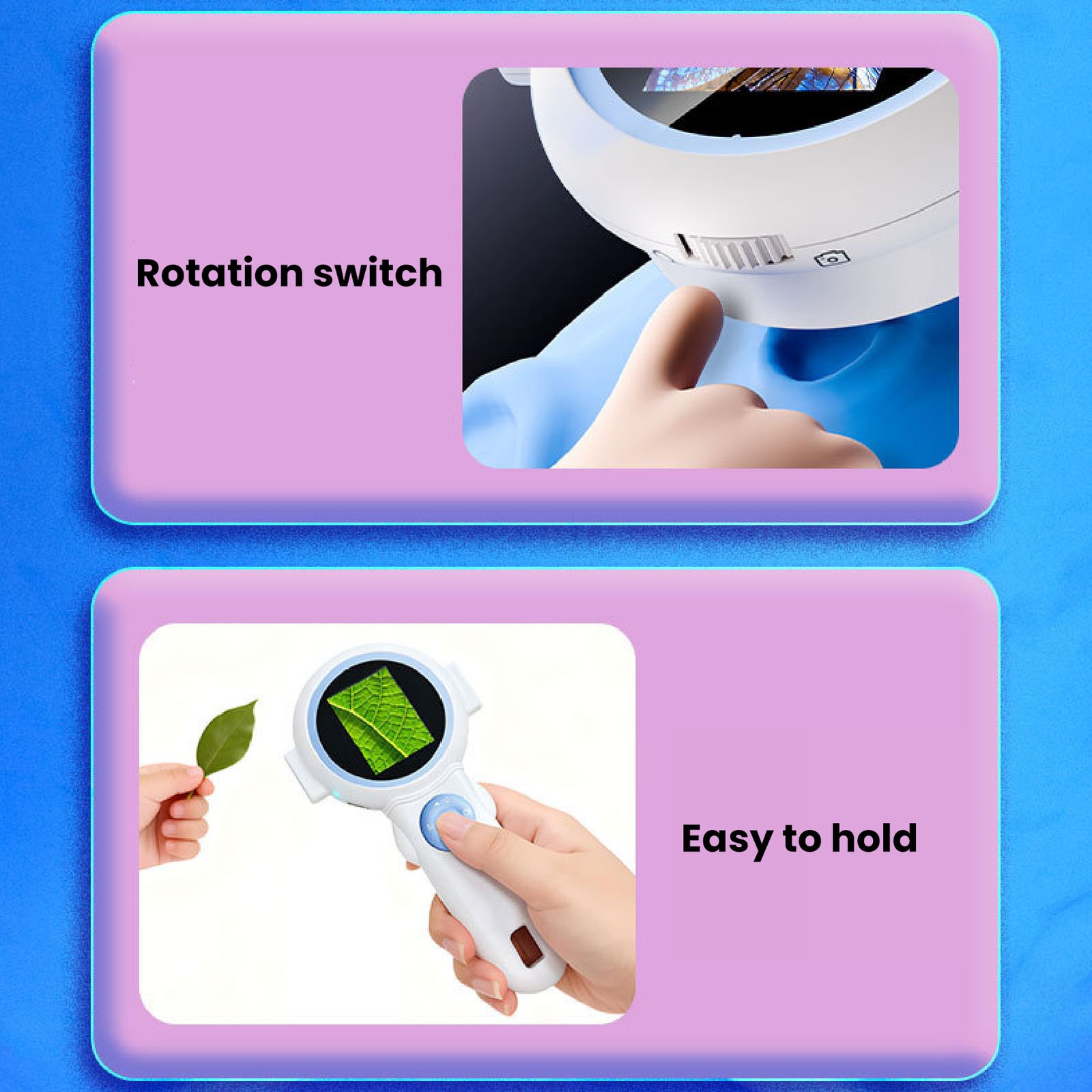 Kids Microscope 2.0in HD Screen Digital Handheld Camera 1000X Magnification ZOBD