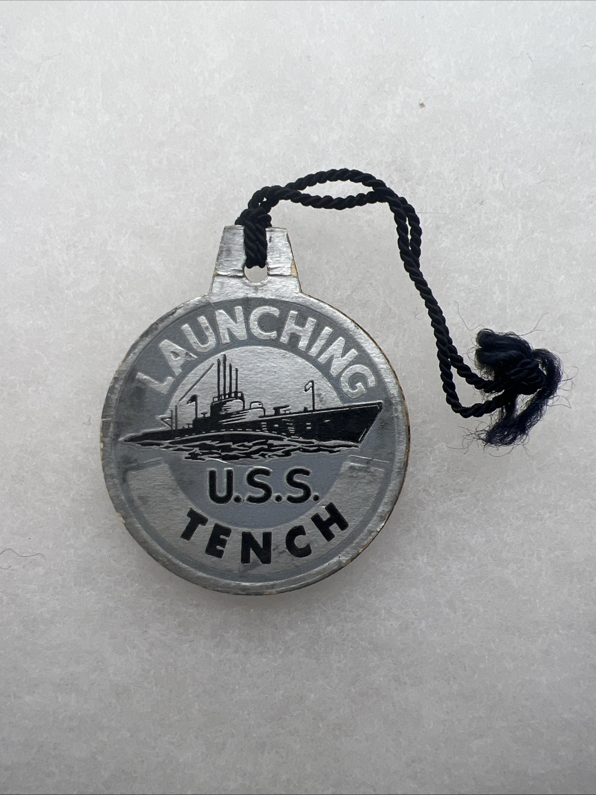 WW2 US Navy USS Tench Launching Tag (GG415