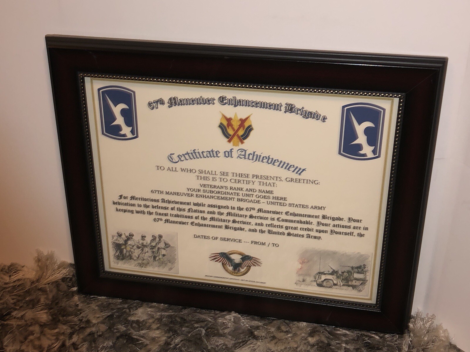 67TH MANEUVER ENHANCHMENT BRIGADE - COA / (COMMEMORATIVE CERTIFICATE)