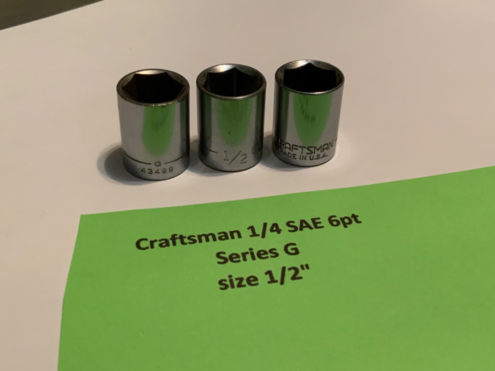 Craftsman 1/4 Drive SAE Shallow Sockets 6pt 5/32in. - 1/2in., "G", Choose , USA