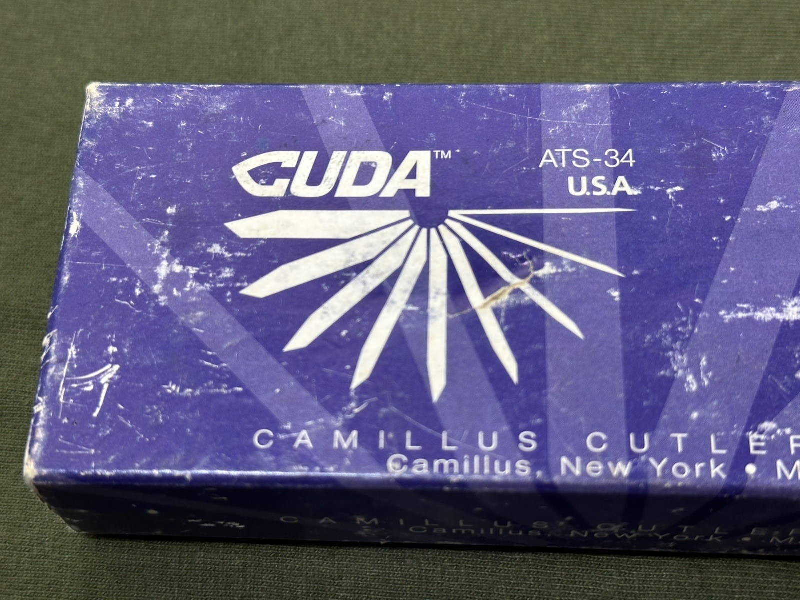 Camillus Vintage USA Made Cuda 3 Rescue Knife ATS-34 Blade, Black G-10 Scales