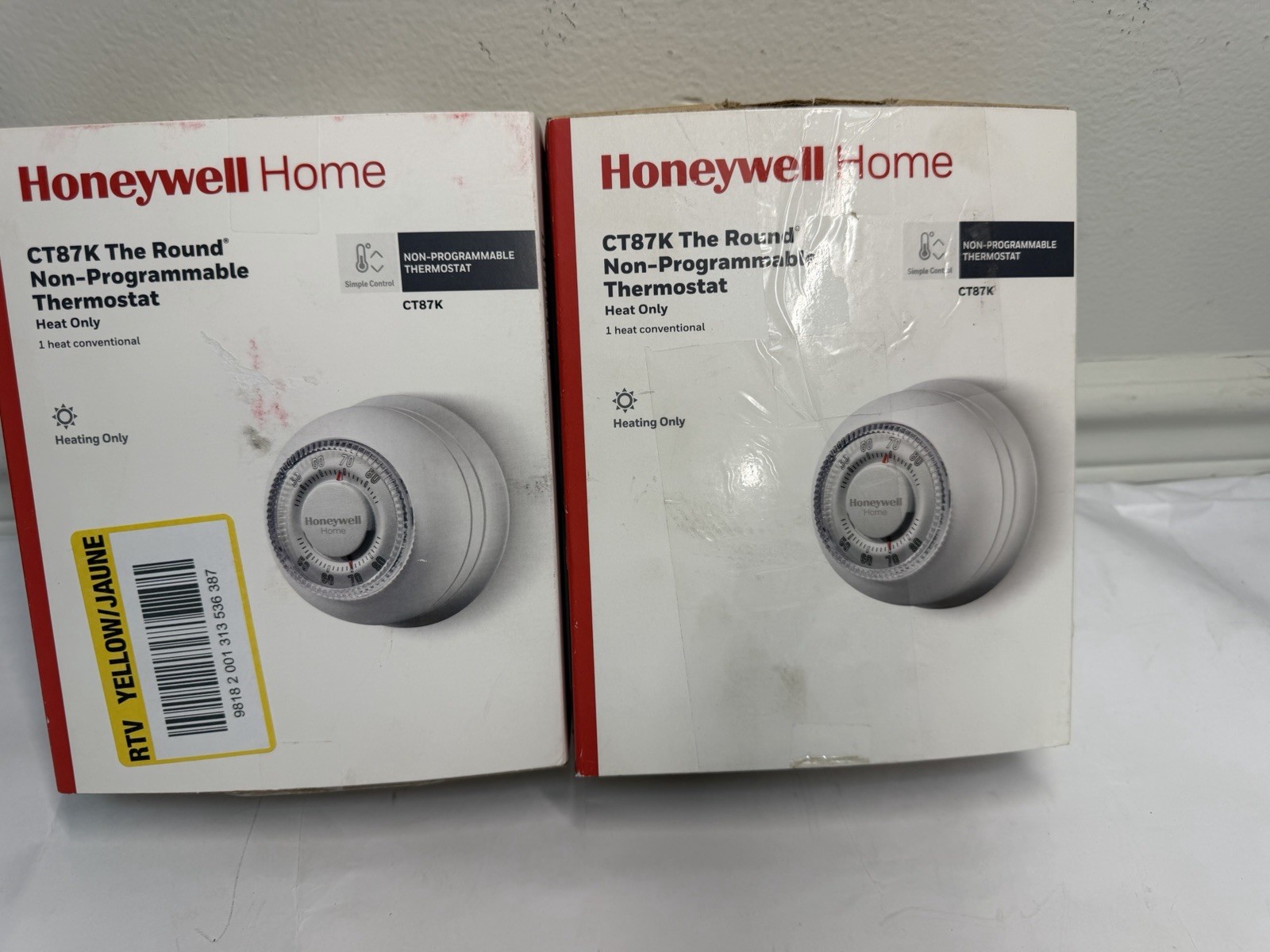 * QTY 2 * Honeywell Ct87k The Classic Round Non Programmable Thermostat