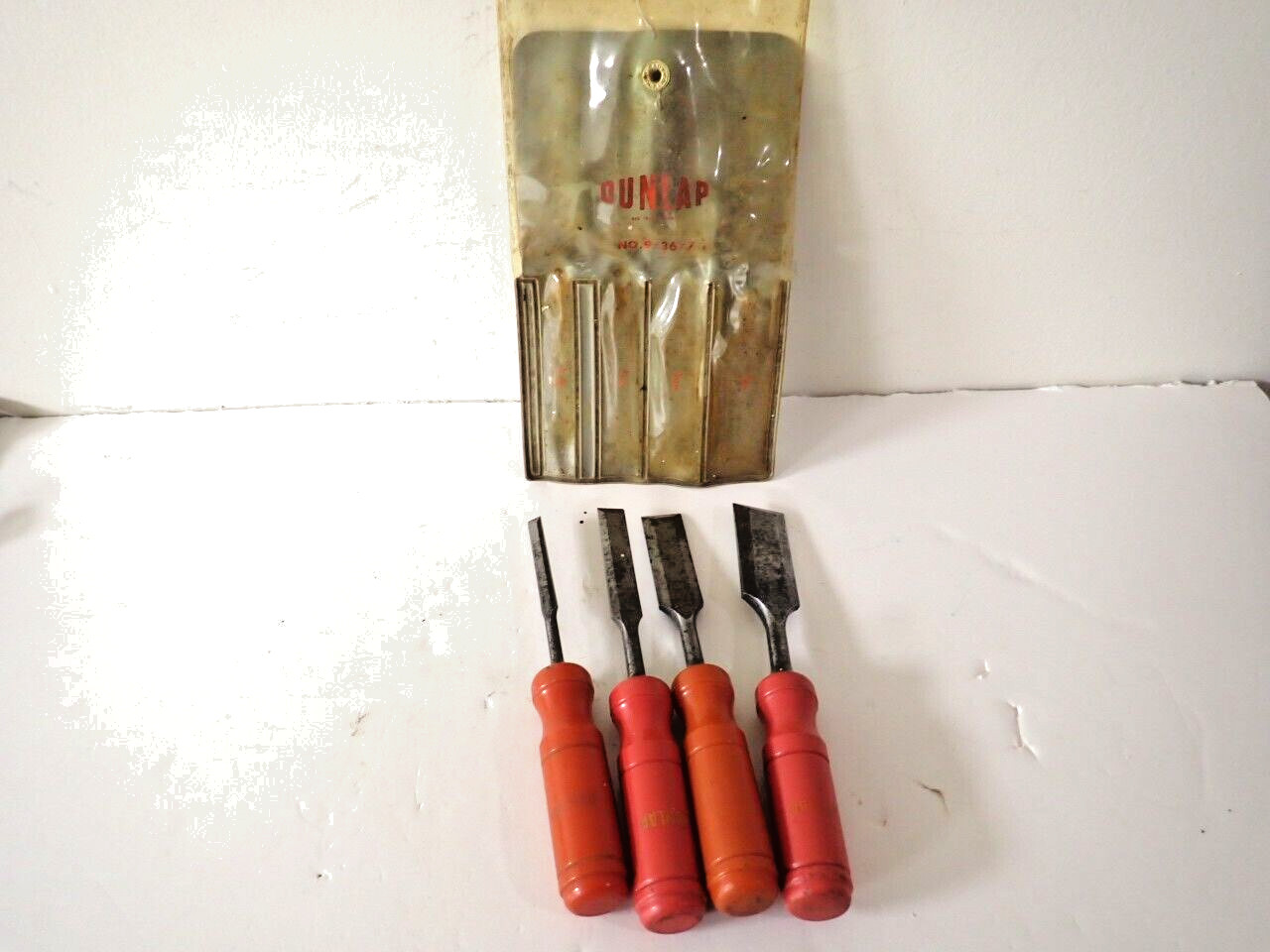 Vintage Dunlap Set Of 4 Wooidworking Chisels 1";3/4";1/2";1/4" No.3677