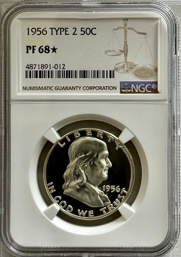 1956 PROOF FRANKLIN, NGC PR68* STAR, NO HAZE, SPOTS OR TONING, FROSTED OBV & REV