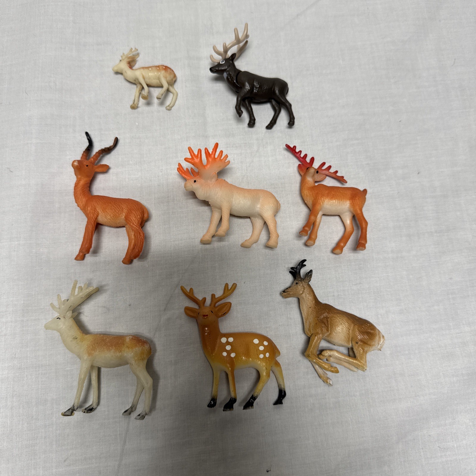 Miniature Woodland Wildlife Animals Resin Figures Lot of 8 Deer Elk