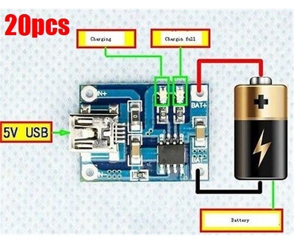 20pcs 1A lithium charger modules charging board 5V mini USB new ic yv #lk