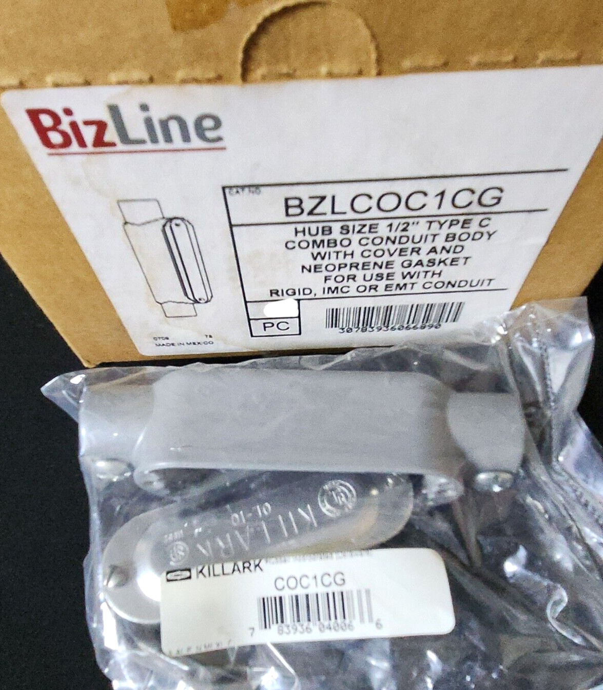 BizLine BZLCOC1CG Hub Size 1/2" Type C Conduit Body w/ Cover & Gasket