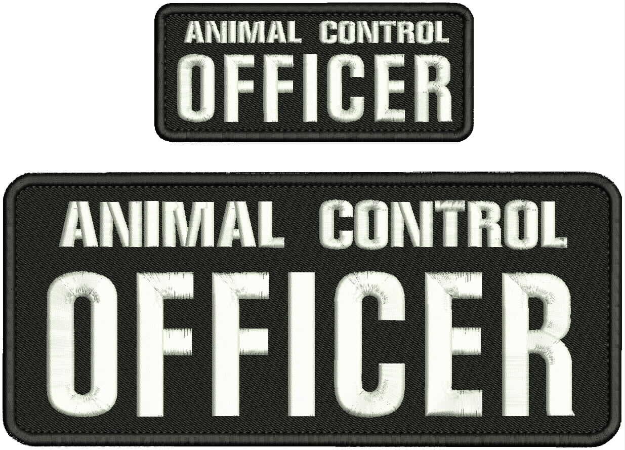 ANIMAL CONTROL OFFICER embroidery patches 4x10 2x5 hook on back letters WHITE