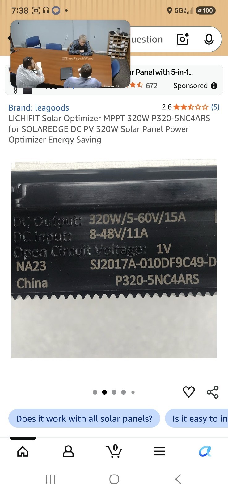 LICHIFIT Solar Optimizer MPPT 320W P320-5NC4ARS for SOLAREDGE DC PV Solar