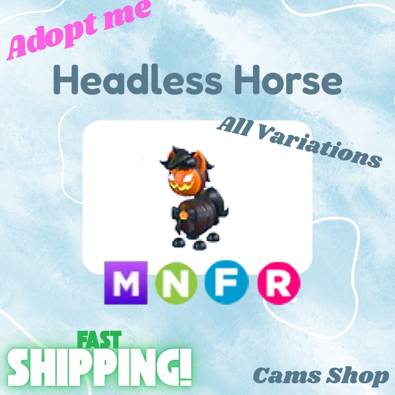 Headless Horse | All Variations No Pot, FR, NFR, Mega, MFR - Adopt From Me Pets