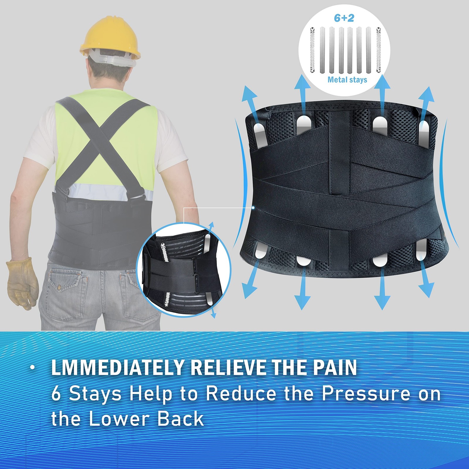 DARLIS Plus Size Back Support Belt with Removable Suspender Straps, Posture C...