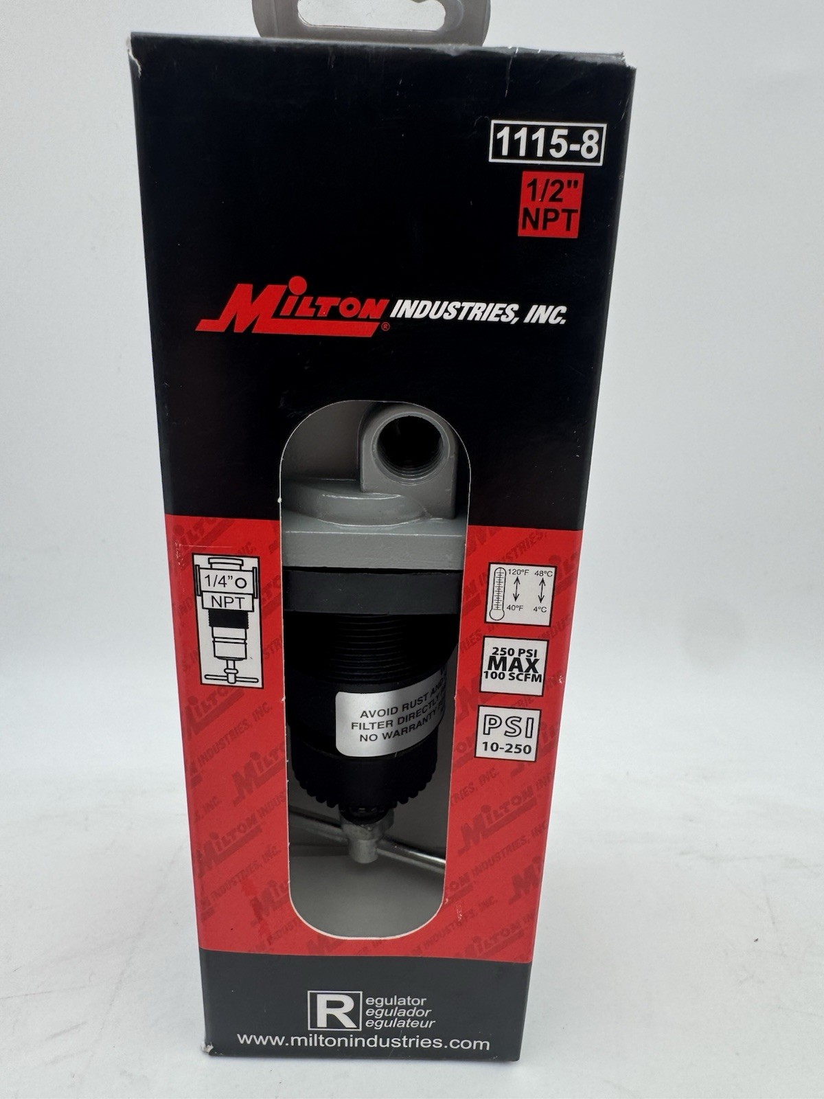 Milton 1115-8 1/2" NPT High Pressure FRL Regulator