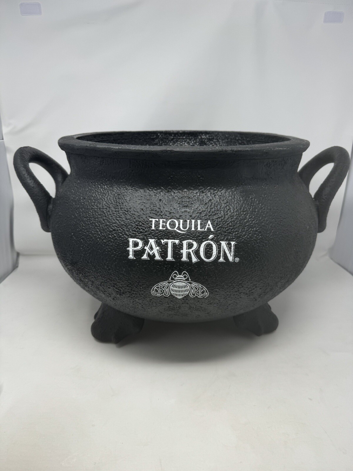Patron Tequila Halloween Cauldron black large 12x20” firewood planter outdoor