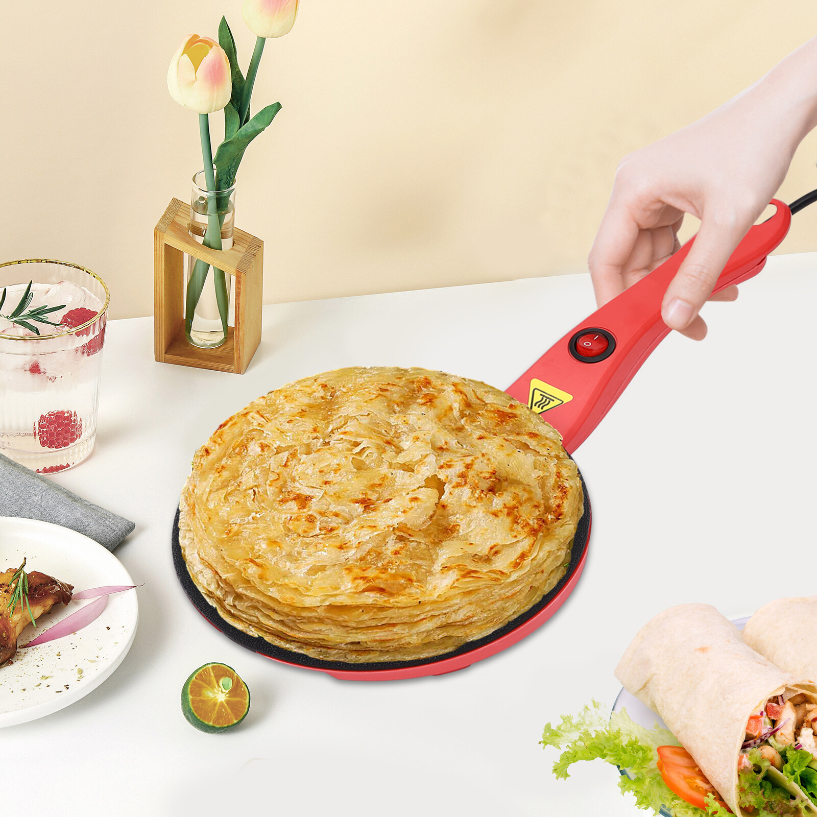 Electric Crepe Maker Baking Pancake Pan Non-Stick Frying Griddle Machine
