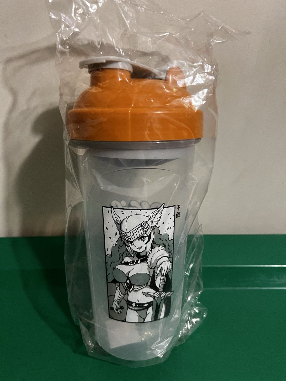 Waifu Cups Anime Valkyrie 24oz Reusable Shaker Bottle Orange Screw-on Lid sealed