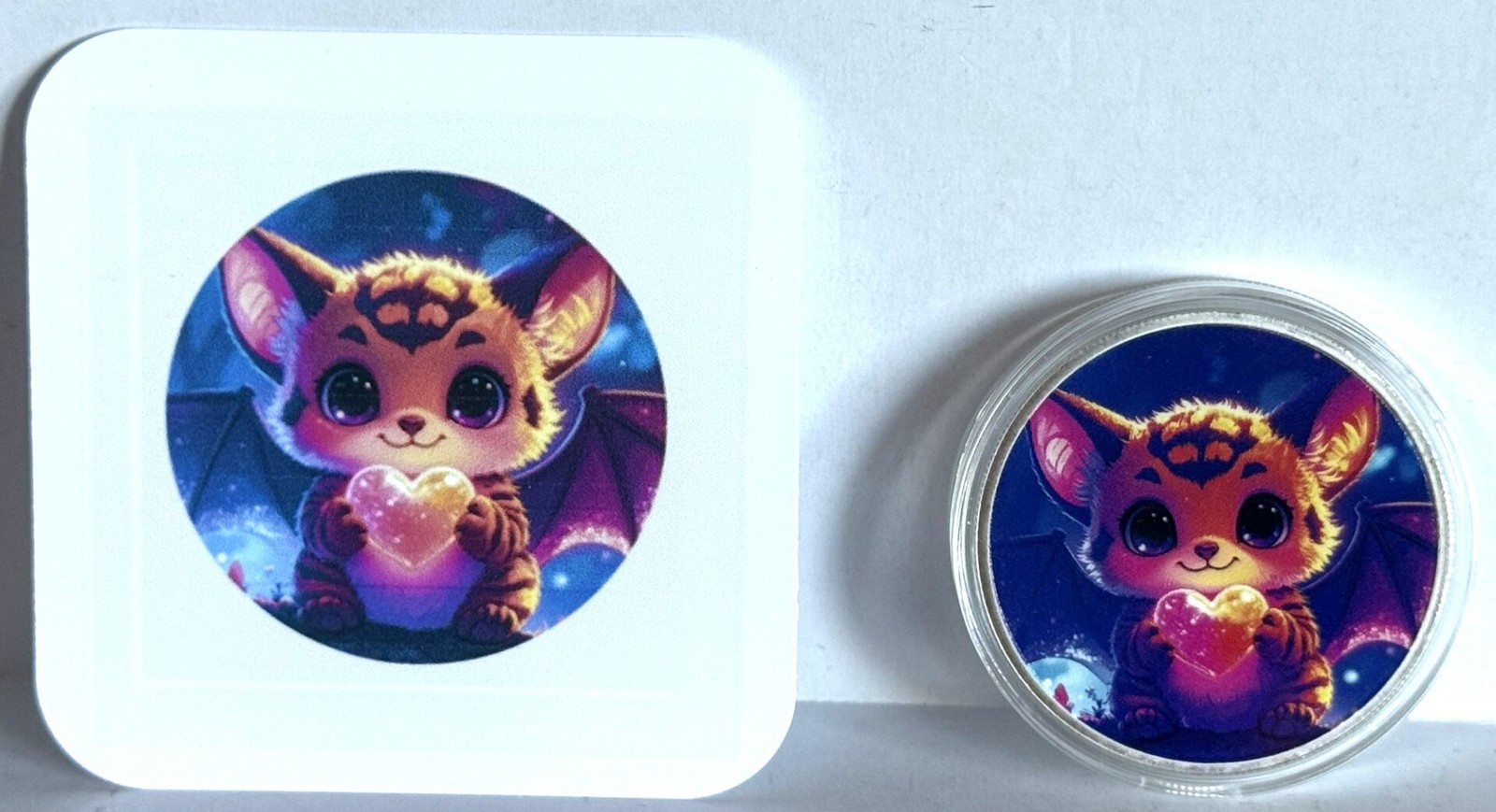 Hayleybug 1 oz Shadow Stripe Kitty Bat silver Round w/ COA POP 15