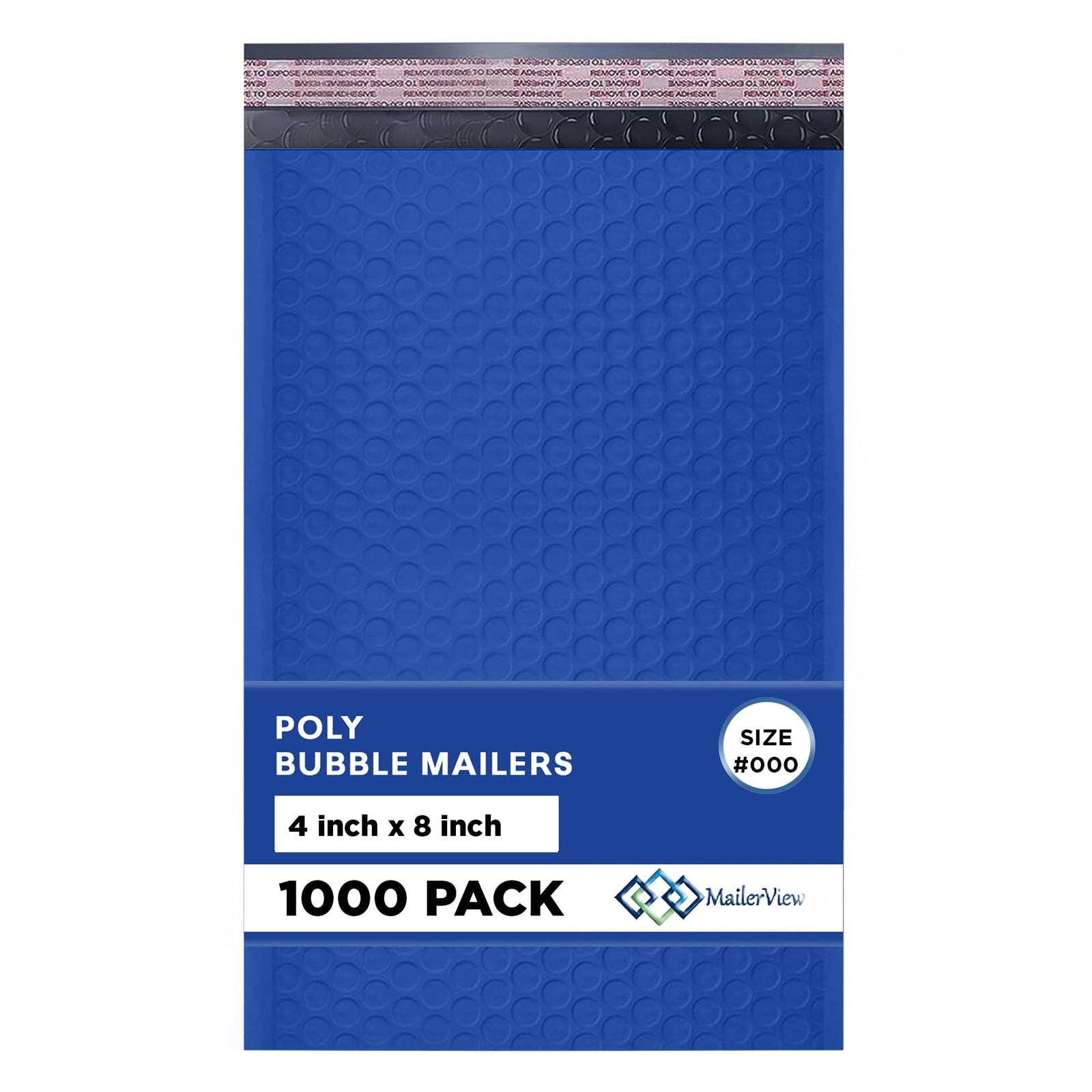 MAILERVIEW Royal Blue Small Bubble Mailers 4x8 Inch #000 | Thick Padded Poly Bub