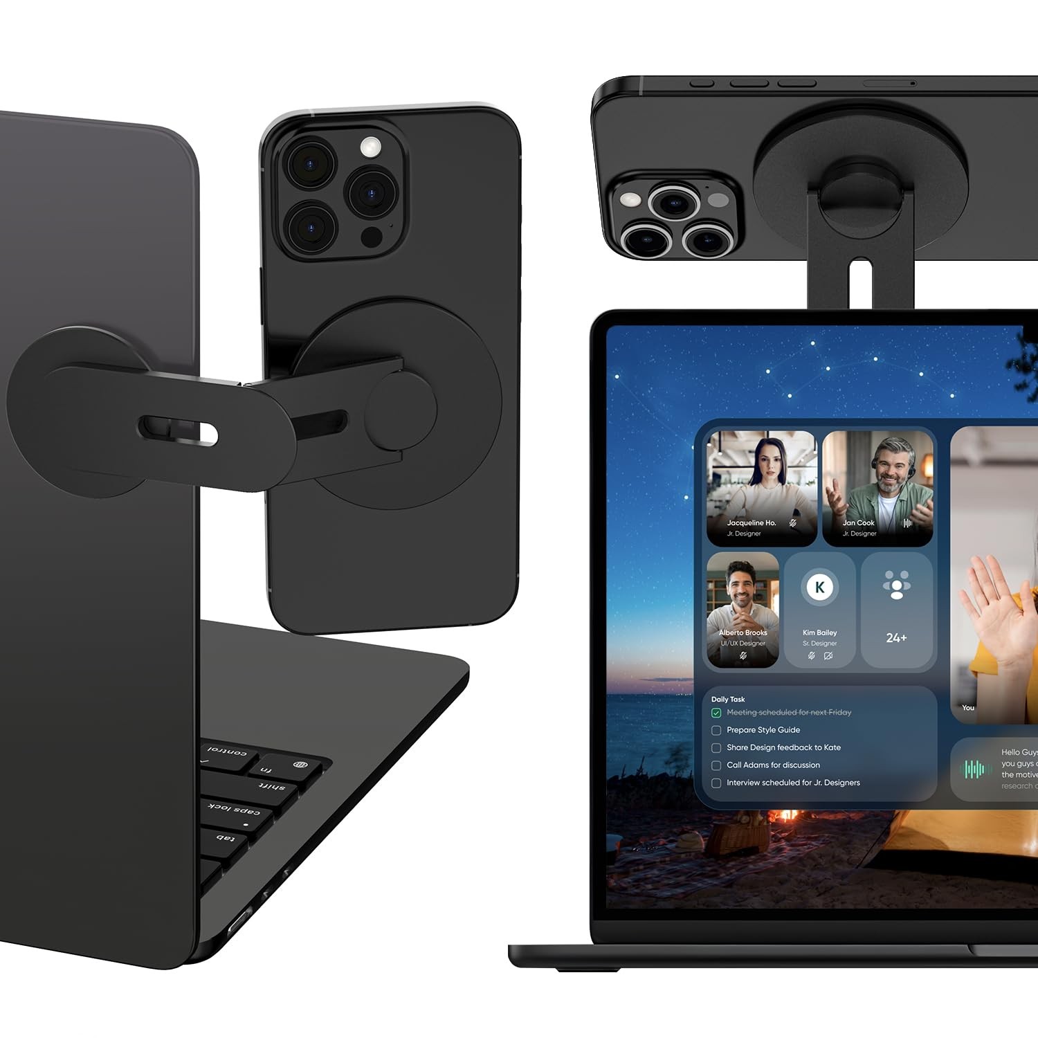 Magnetic Holder for Laptop, 360° Adjustable MacBook Monitor Side Mount for iP...