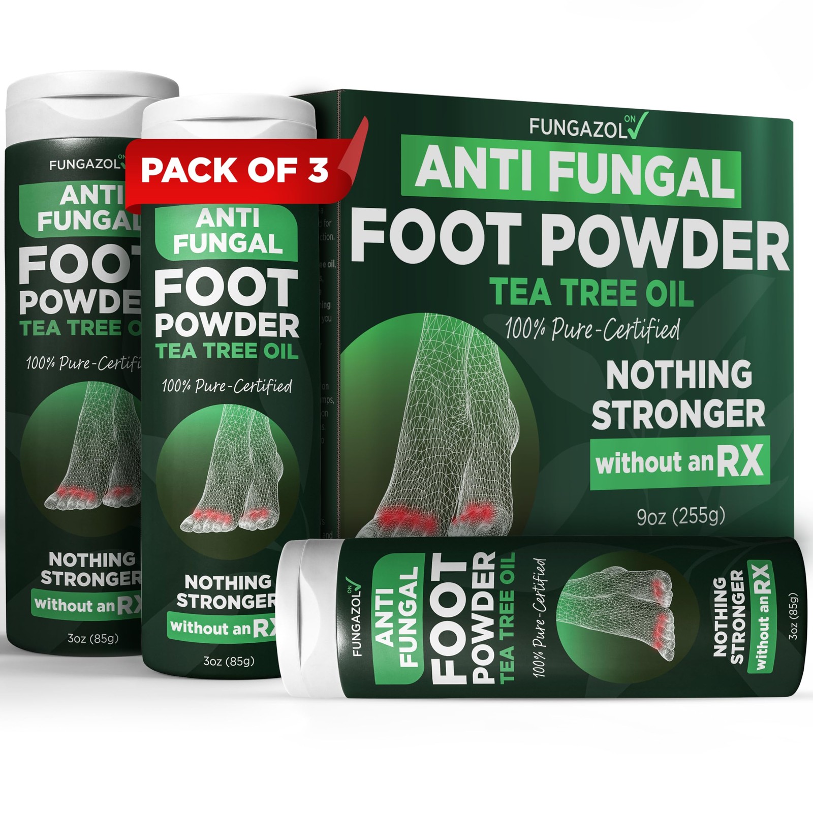 Antifungal Foot Powder with Miconazole Nitrate 2% & Tea Tree Oil for White