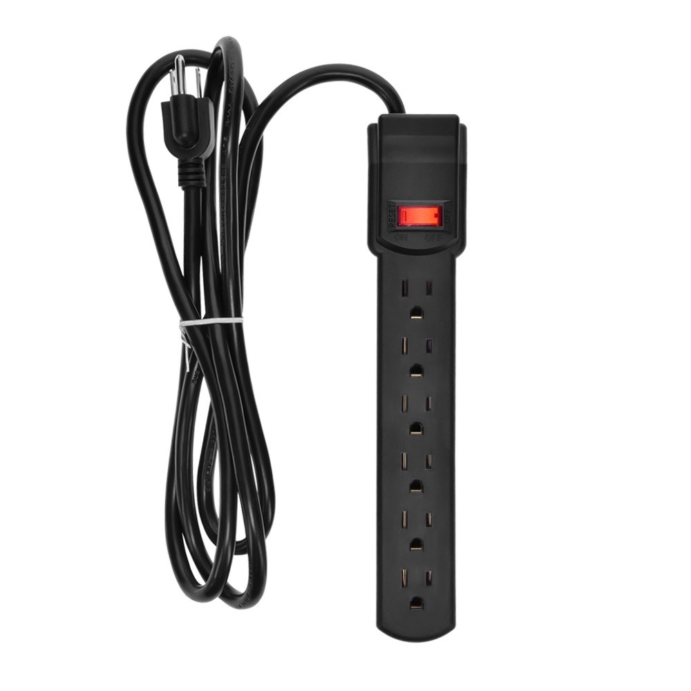 10 Pack of 6Ft 6-Outlet Surge Protector 14AWG/3, 15A, 90J Black