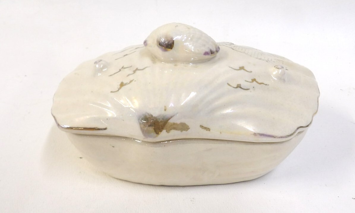 Vintage Shell Shaped Lidded Box - Bridge Ship Seagulls
