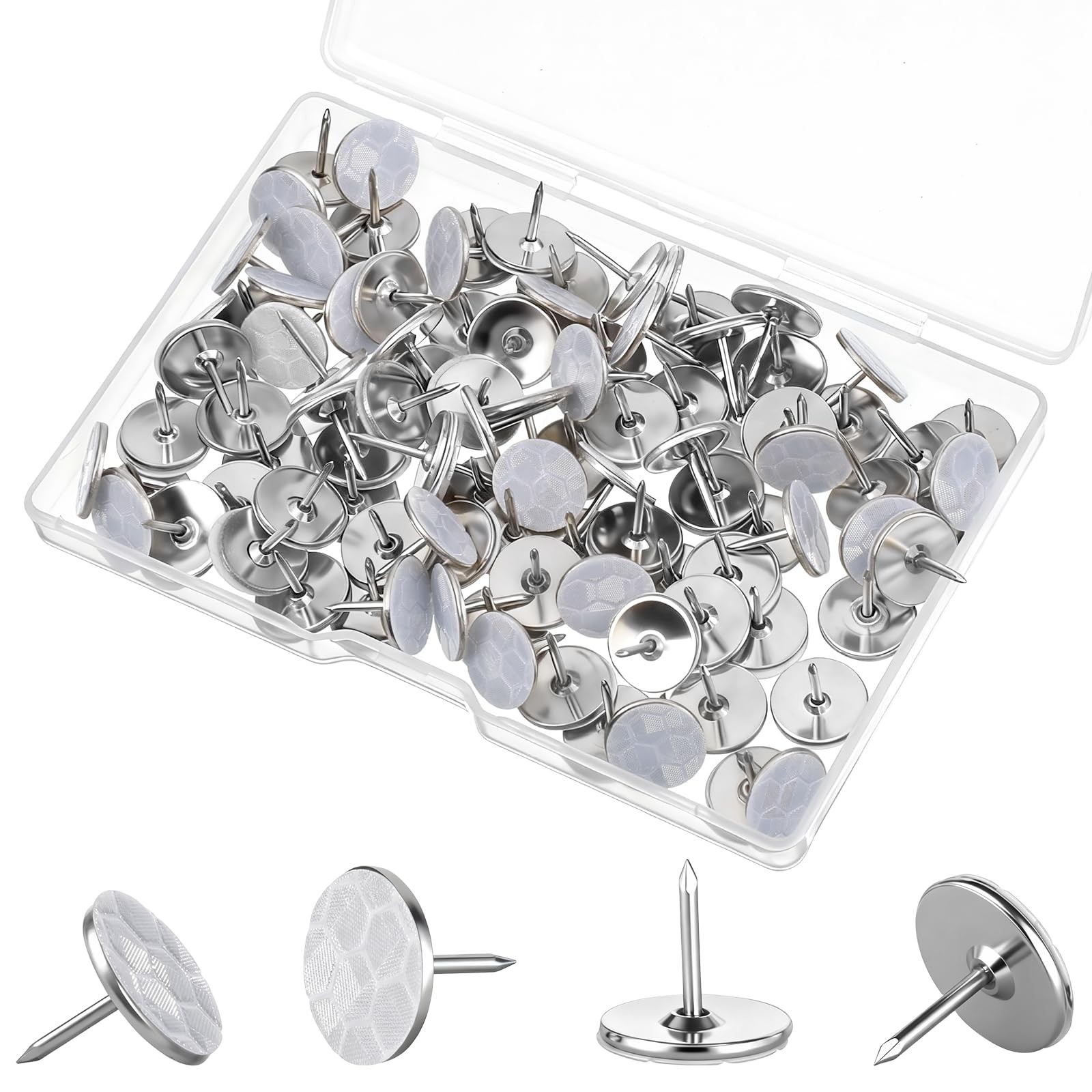 LXUEJIE 100 Pcs Reflective Tacks for Trail Marking, Glow White