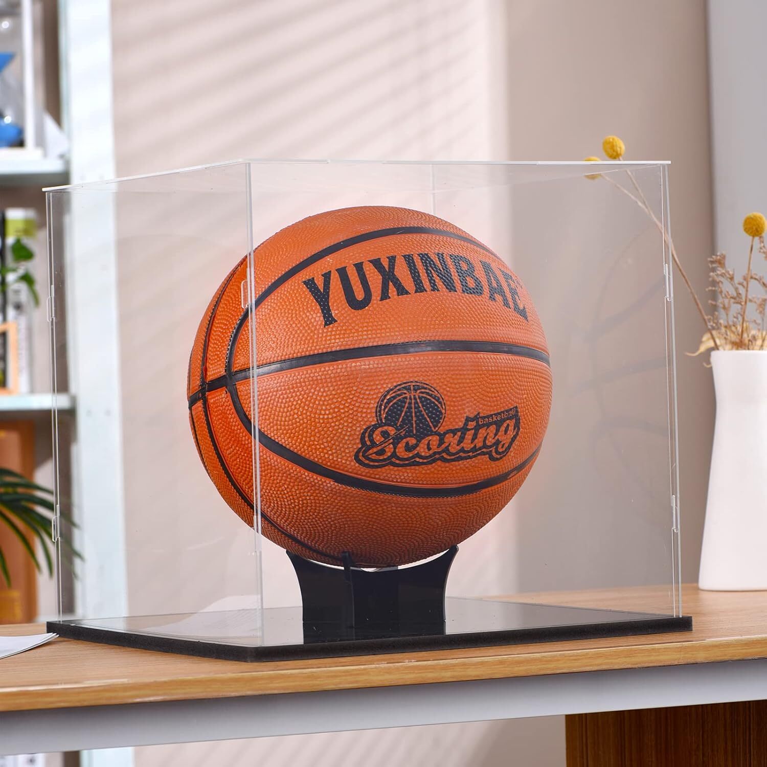 Clear Acrylic Display Case UV Protected Basketball Holder,