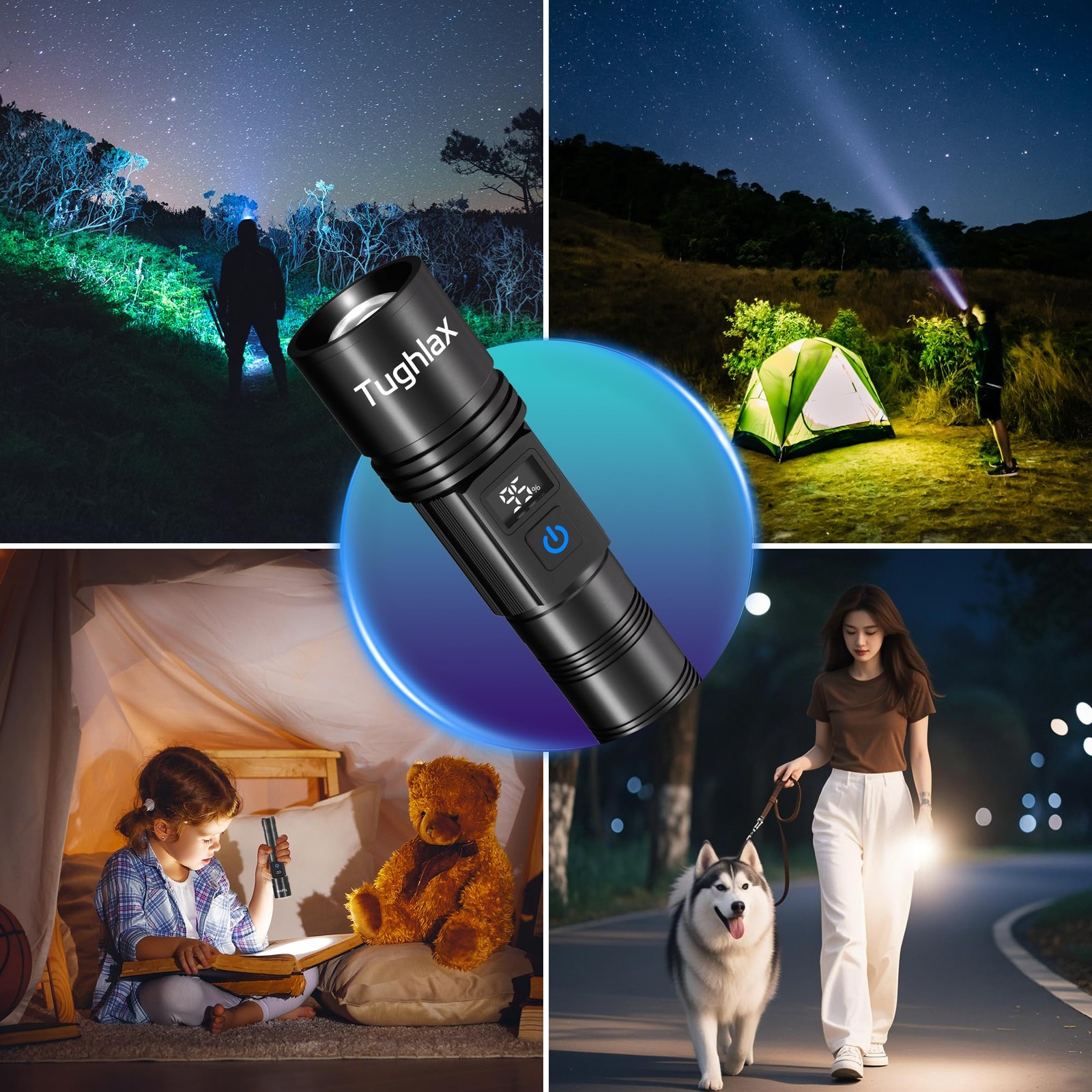 3Pack Rechargeable Flashlights High Lumens, Super Bright Flashlight with LCD ...