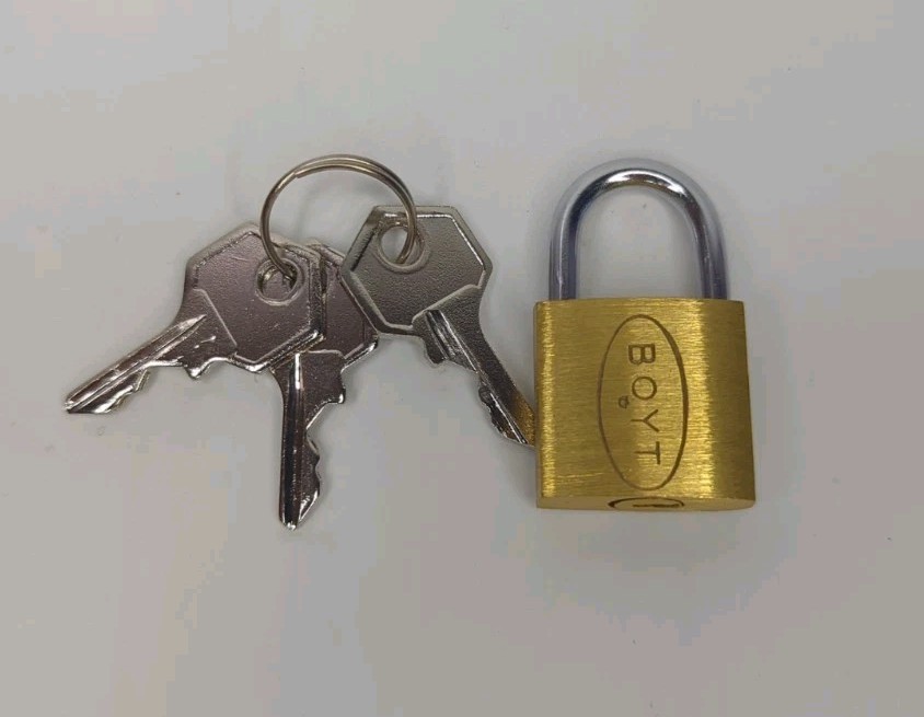 Brass BOYT Luggage Small Lock Padlock with 3 Keys