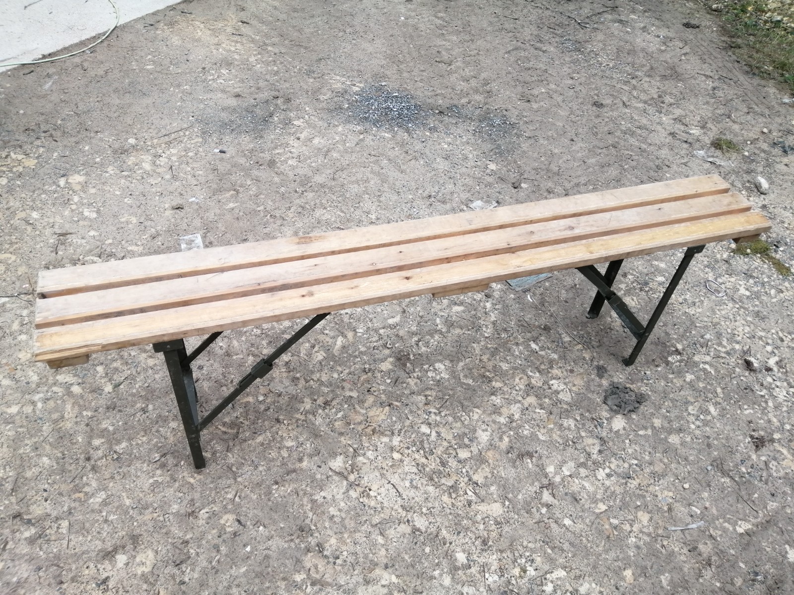 British Army Wooden Trestle Folding Bench Military School Event Surplus