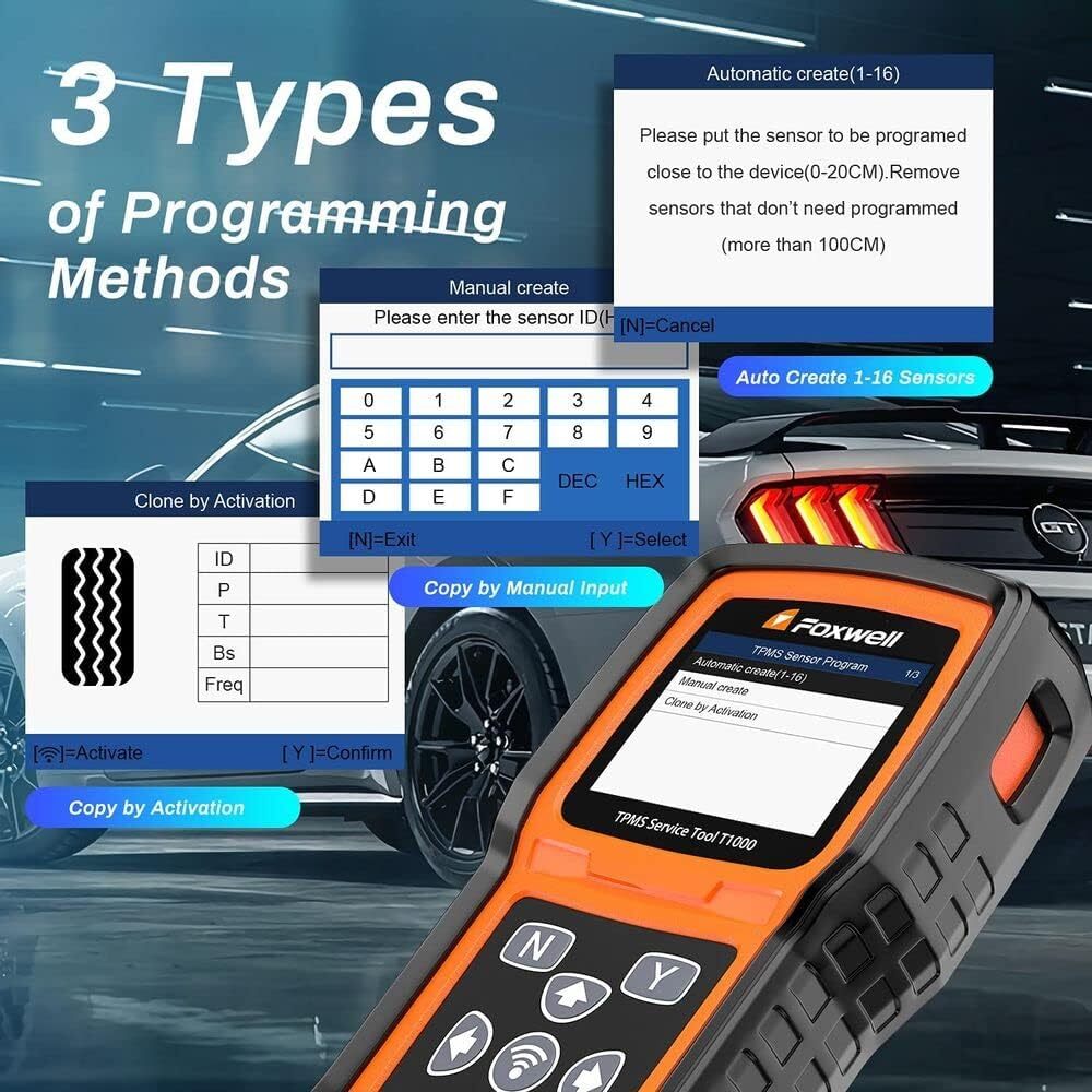 Foxwell T1000 Car TPMS Reset Tire Pressure Sensor Activate PROGRAM Scan Tool