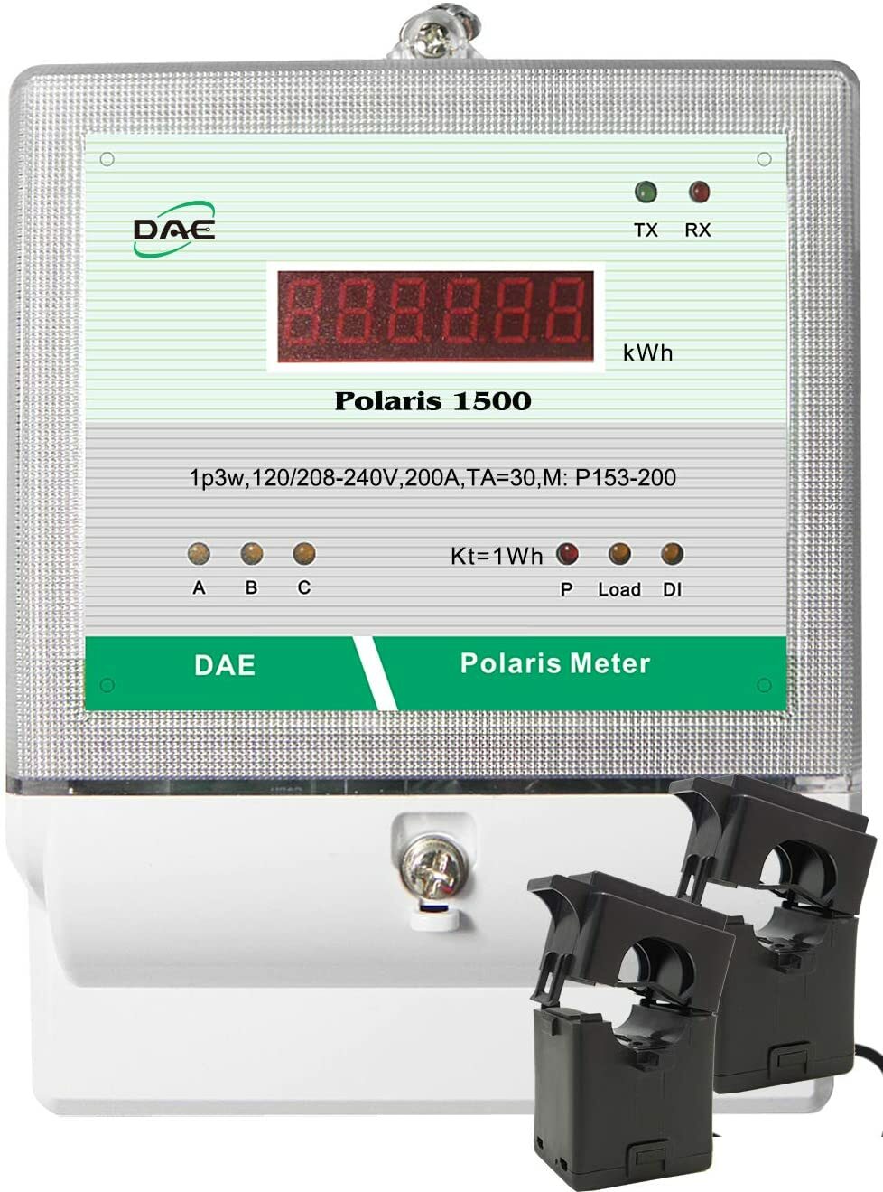 DAE P153-200 KIT, UL kWh Submeter, 2 hot wire, 200A, 120/240v, 2 Split CTs,RS485