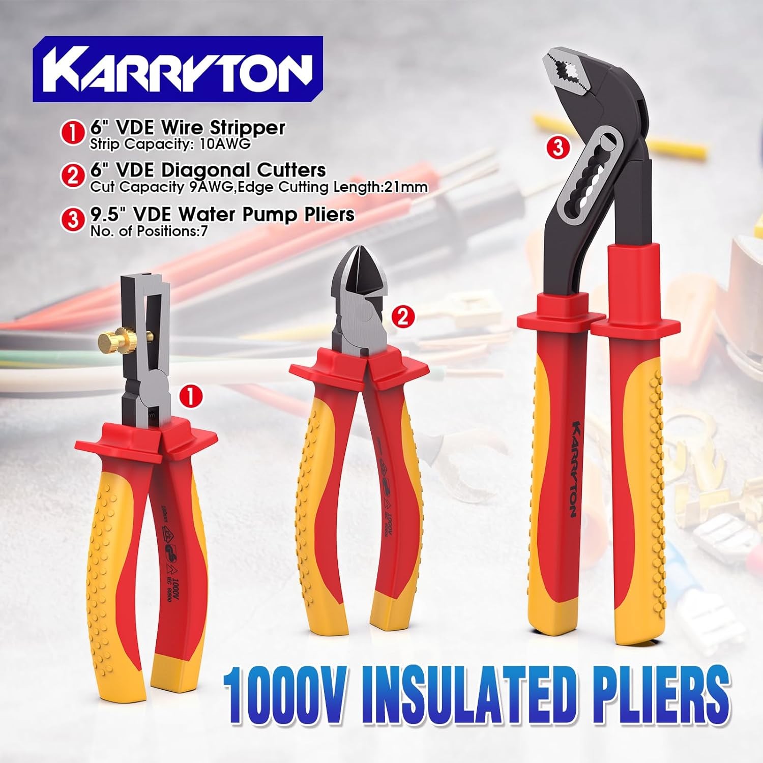 Insulated Electrician Tool Set,VDE Certified Electrical Tools Kit with Pliers