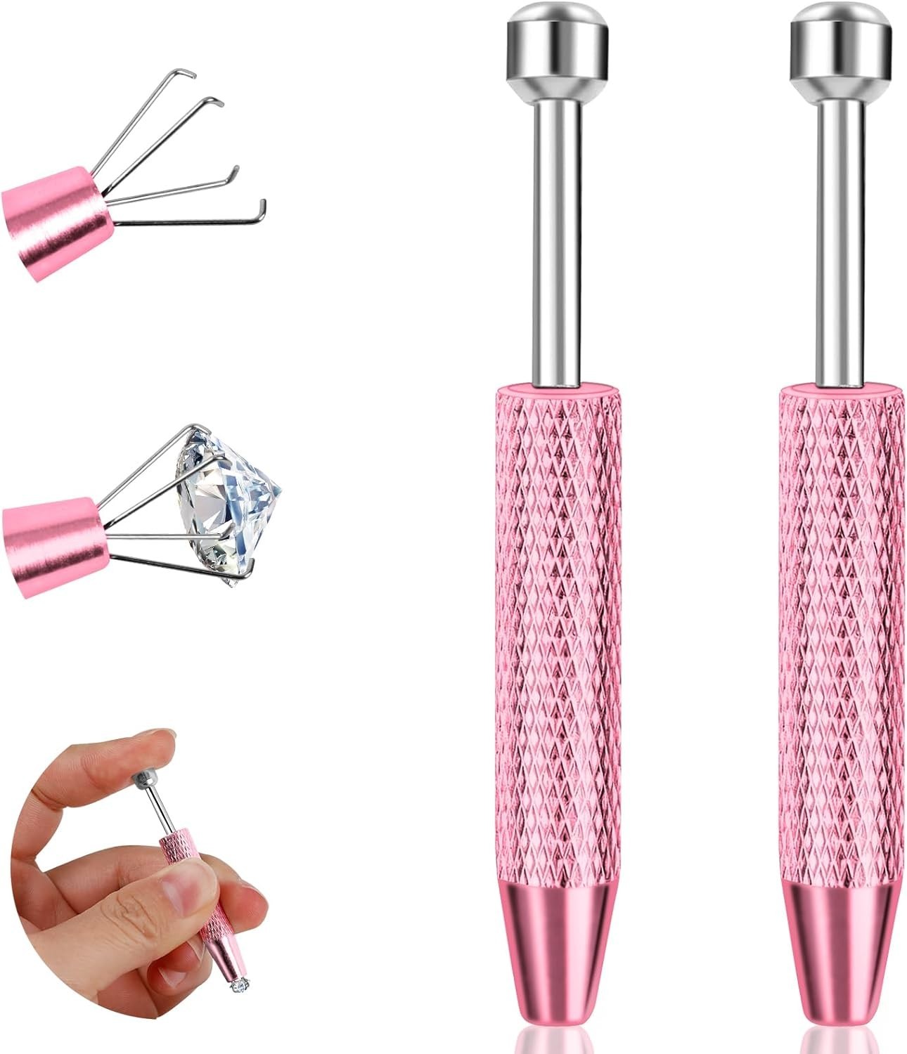 2 Pcs Pink Stainless Steel Piercing Ball Grabber Tool Set for Effortless Changes