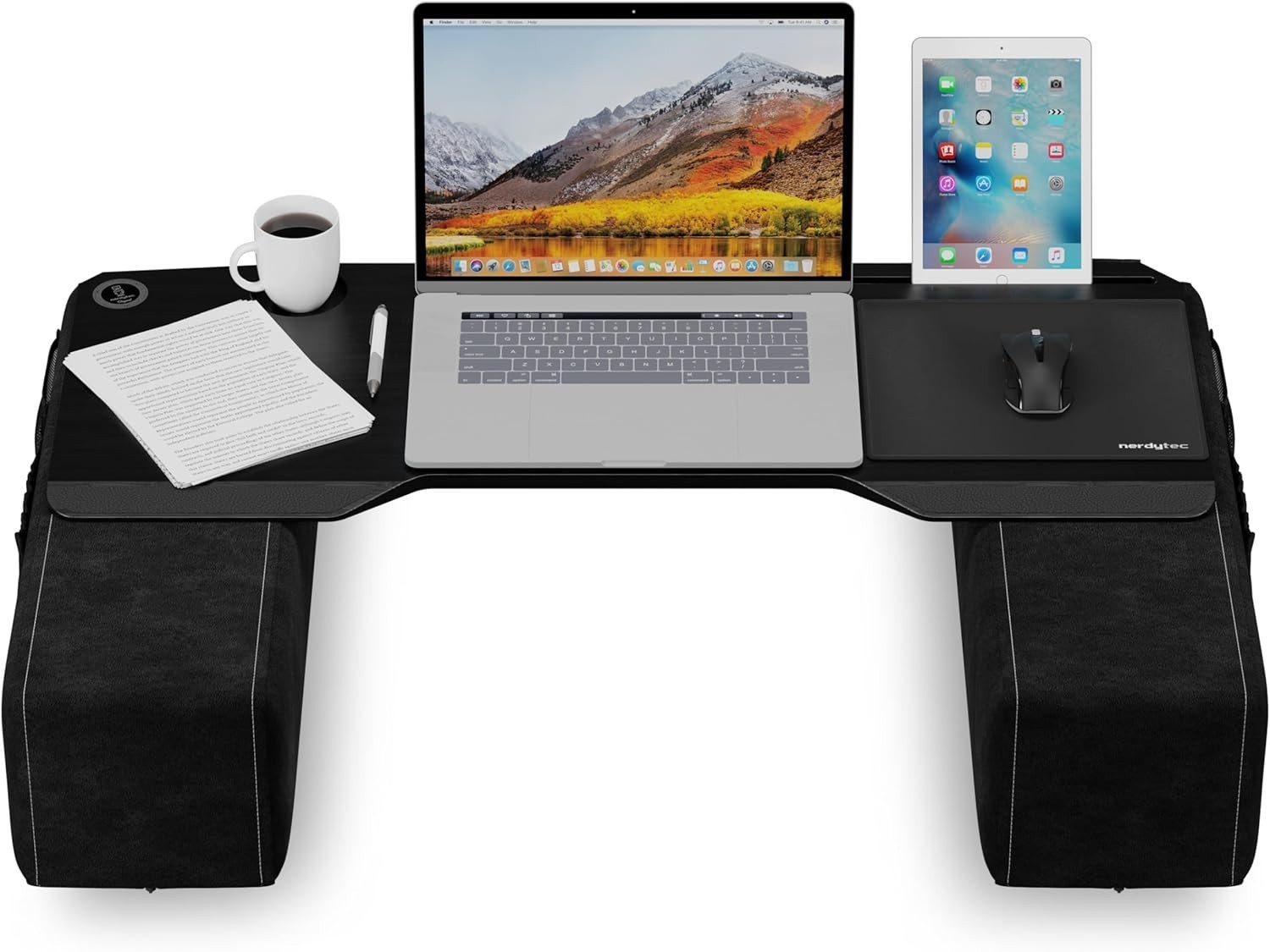 CYBOSS, Extra Wide Laptop Stand for Couch and Bed, Ergonomic Design with Cushion