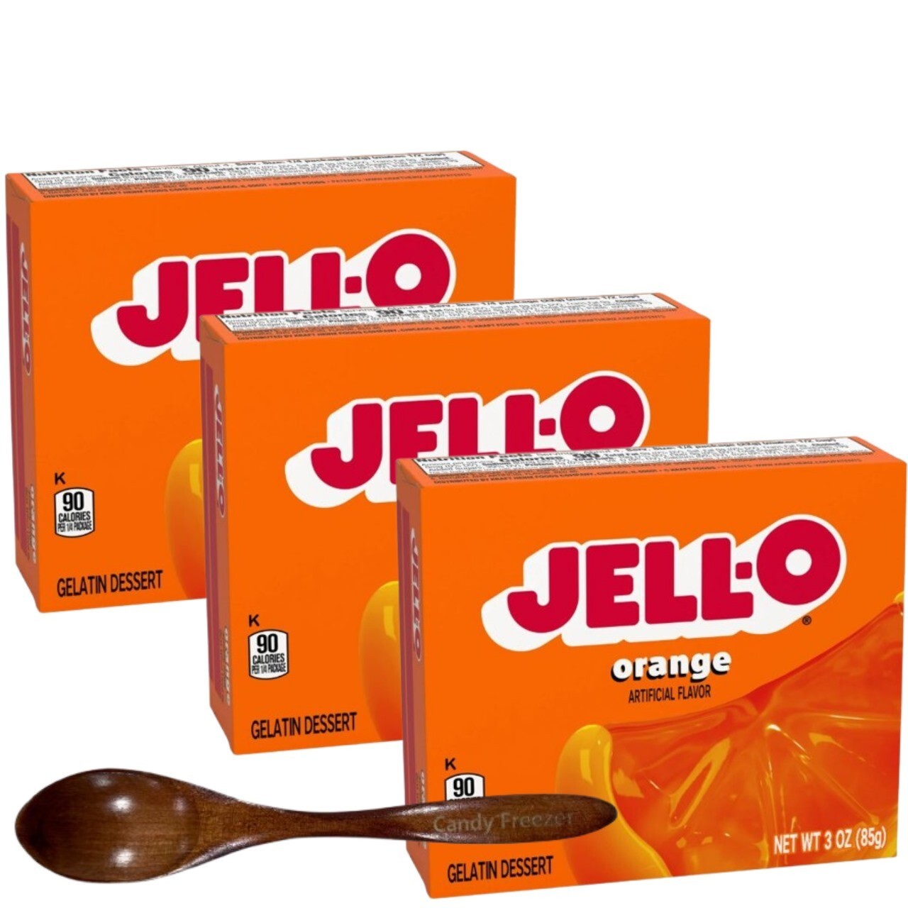 Jell-O Gelatin Dessert Mix 3oz w/ Wooden Spoon (Orange)