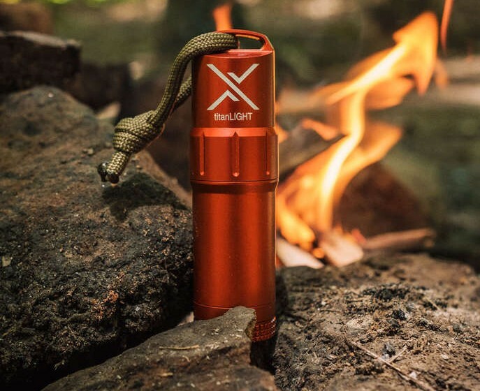 Exotac titanLIGHT Refillable Lighter Leak/Waterproof Replaceable Flint Orange