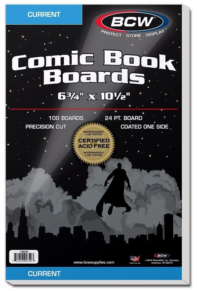 100 BCW Current Comic Backing Boards Precision Cut 6 3/4 x 10 1/2 Acid Free NEW