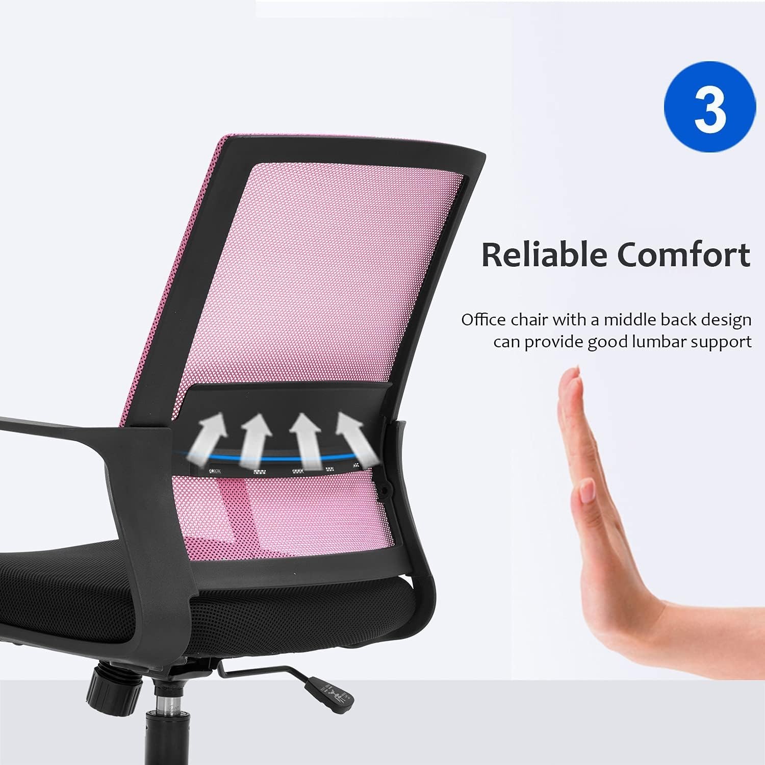 Versatile Pink Task Chair with Lumbar Support - Perfect for Home or Office