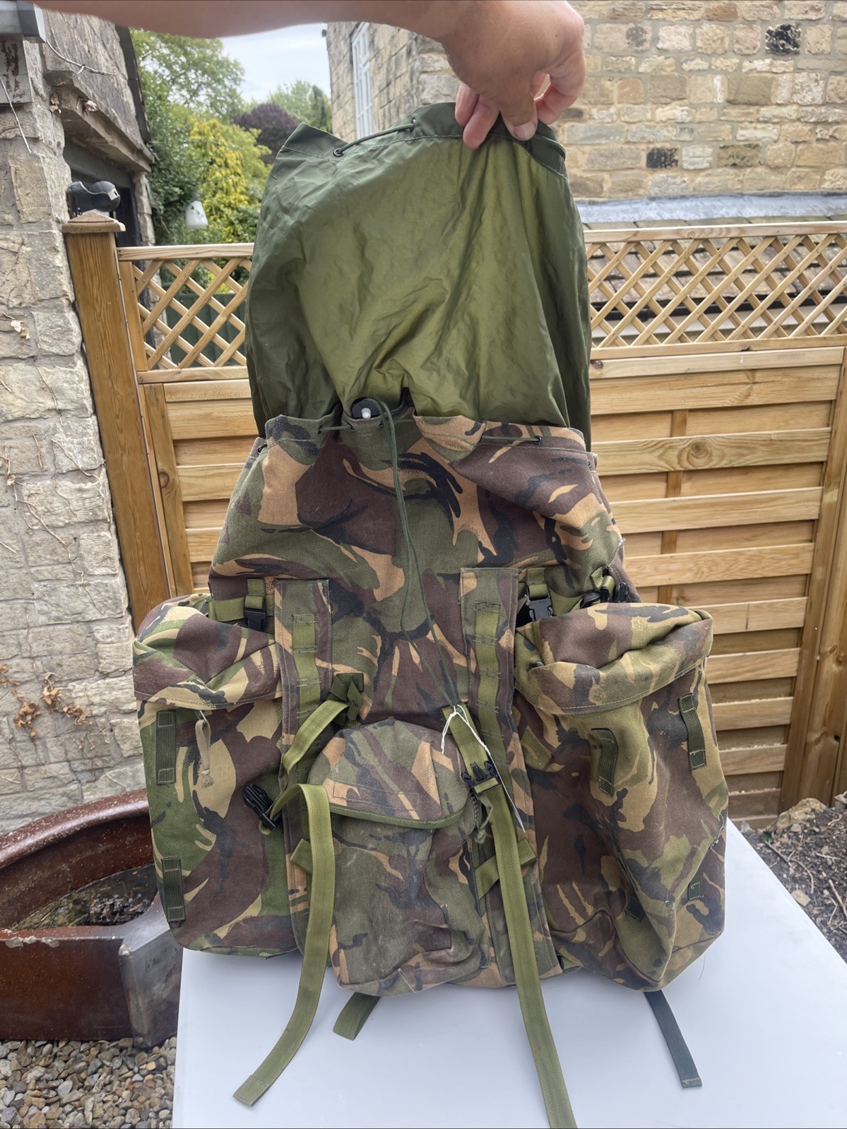 British Army Issue Rucksack + Frame Long Convoluted Back DPM + Side Pouches INF