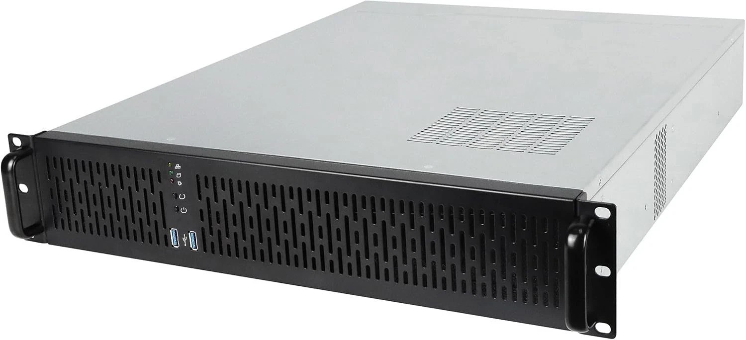 Silver/Black 2U Server Chassis, ATX Compatible