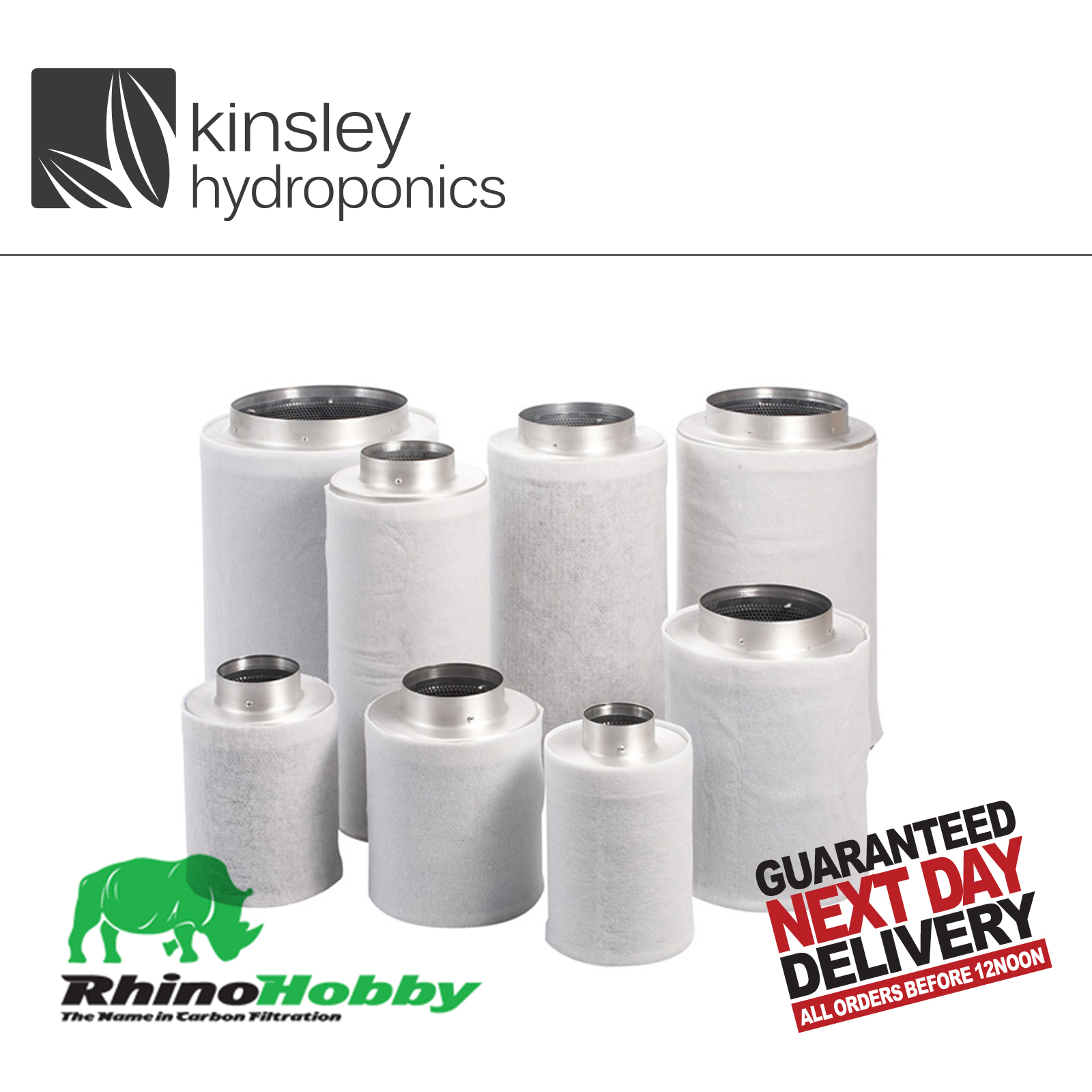 Rhino Hobby Filter 4" 100 x 300 Carbon 350m3/Hr Odour Control Hydroponics